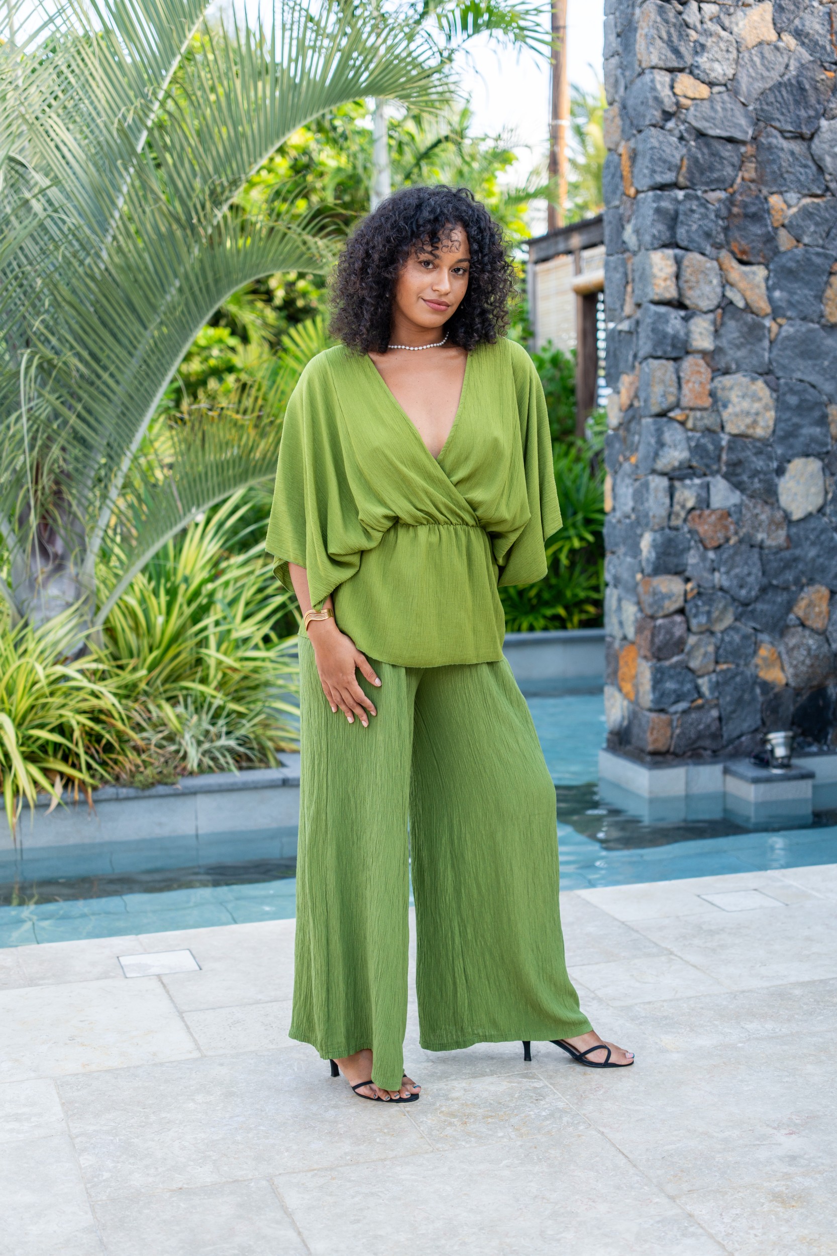 Haut cr&eacute;pon , Vert matcha, Taille unique