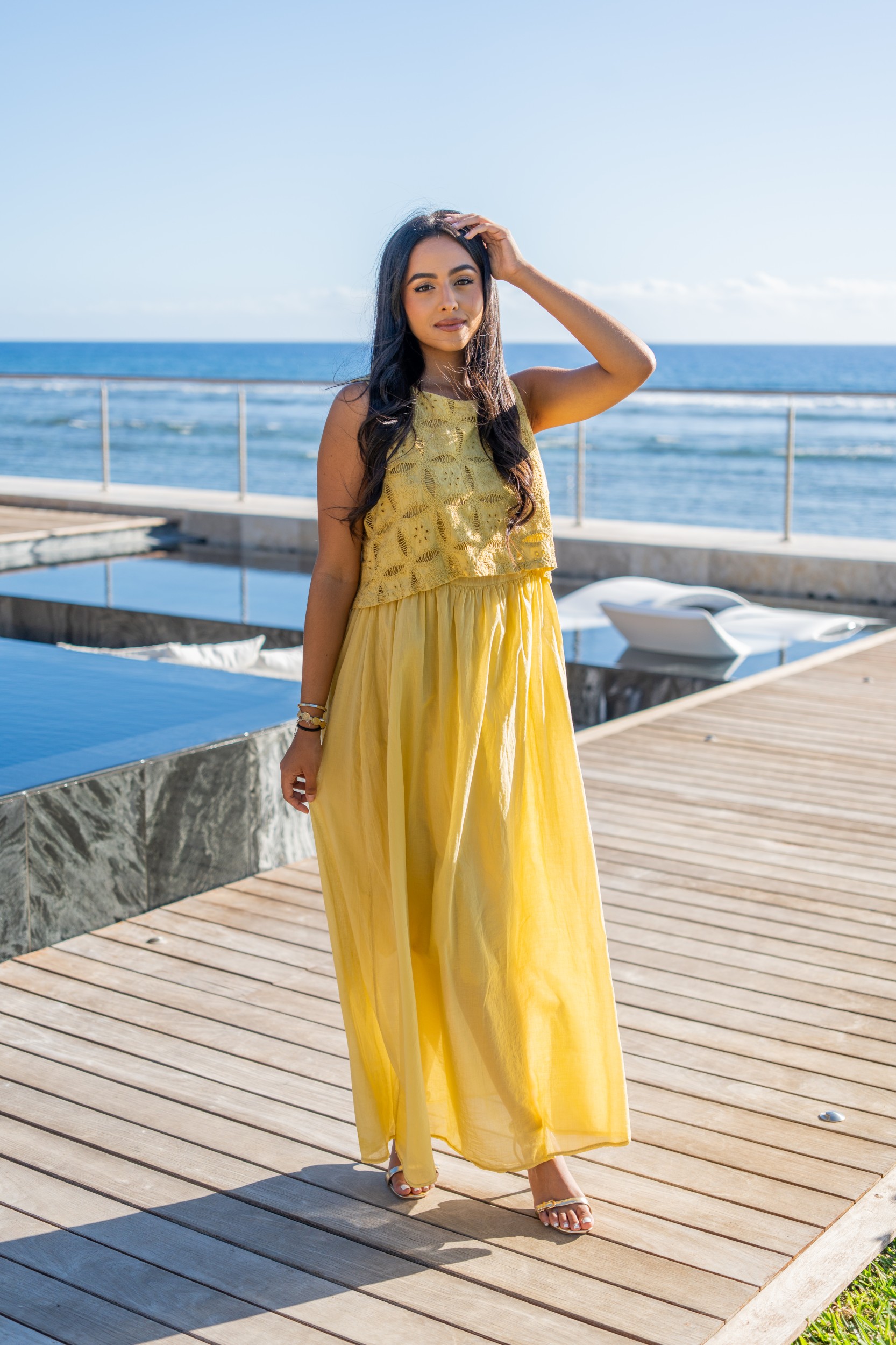 Robe voile de coton et broderie , &Eacute;cru, Taille unique