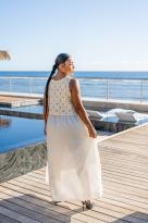 Robe voile de coton et broderie , Écru, Taille unique