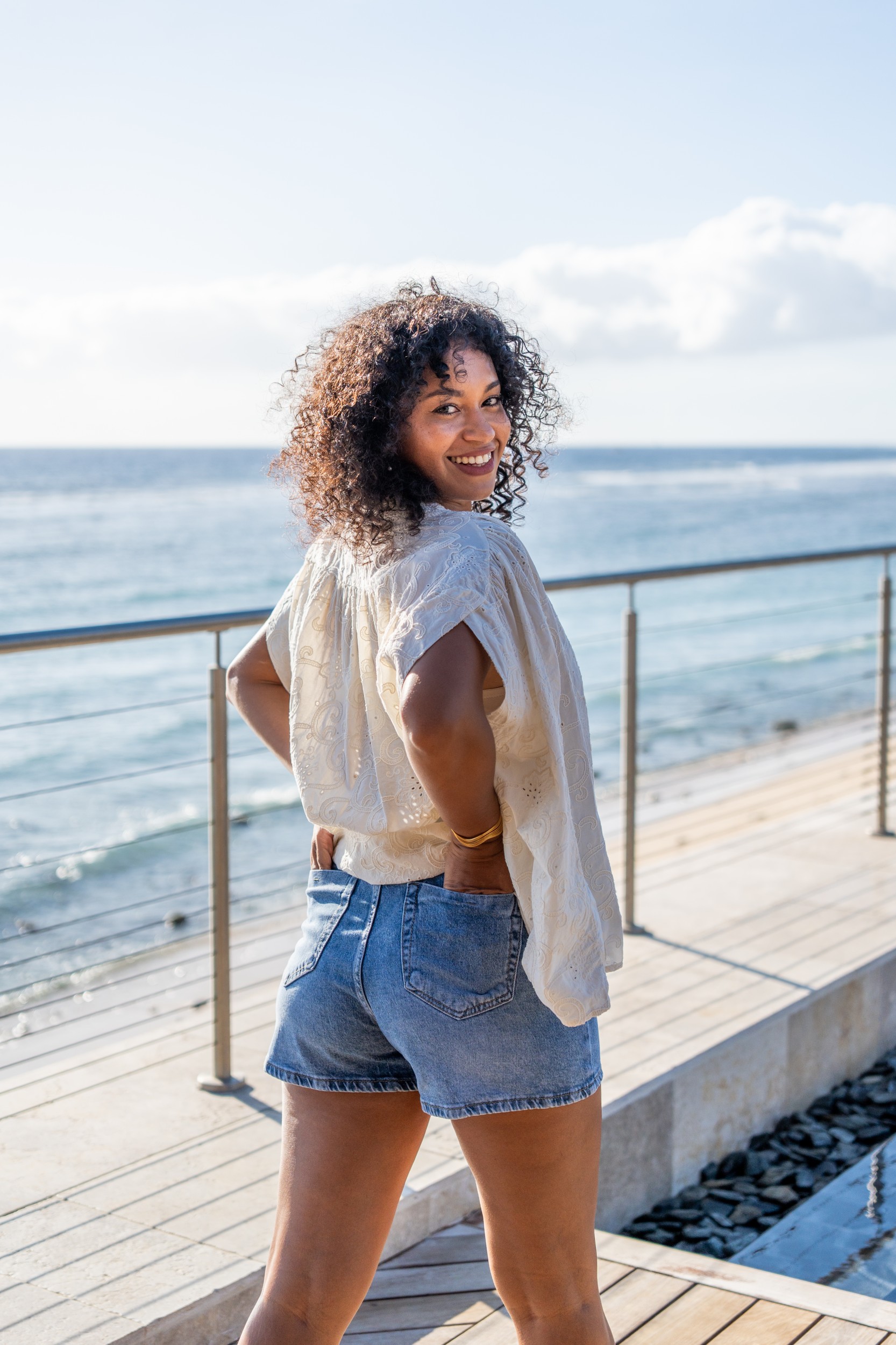 Haut broderie anglaise , Chocolat, Taille unique