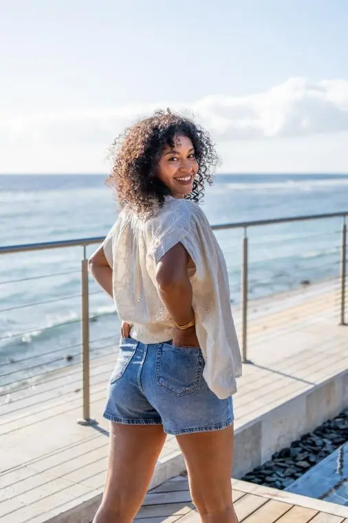 Haut broderie anglaise , Chocolat, Taille unique