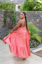 Robe "broche soleil", Corail, Taille unique