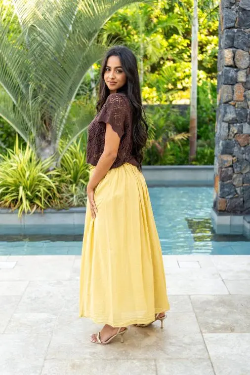 Jupe unie, Jaune, Taille unique