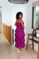 Robe longue à volants, Chocolat, Taille unique