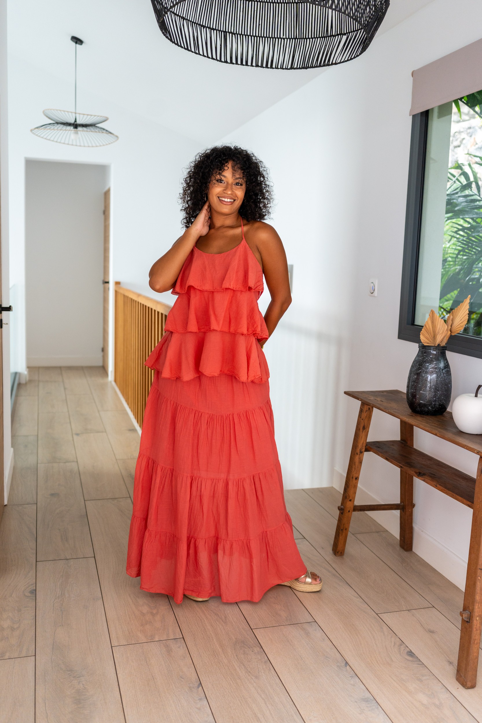 Haut &agrave; volants, Vert matcha, Taille unique