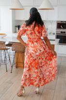 Robe longue imprimée, Orange, L/XL