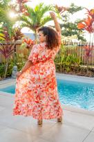 Robe longue imprimée, Orange, L/XL