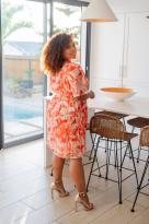 Robe imprimée à fleurs, Orange, L/XL