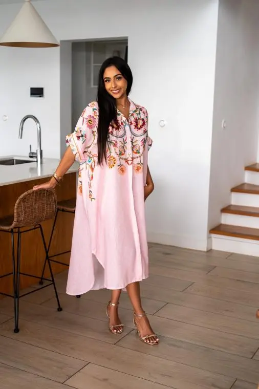 Robe chemise "baroque", Jaune, Taille unique