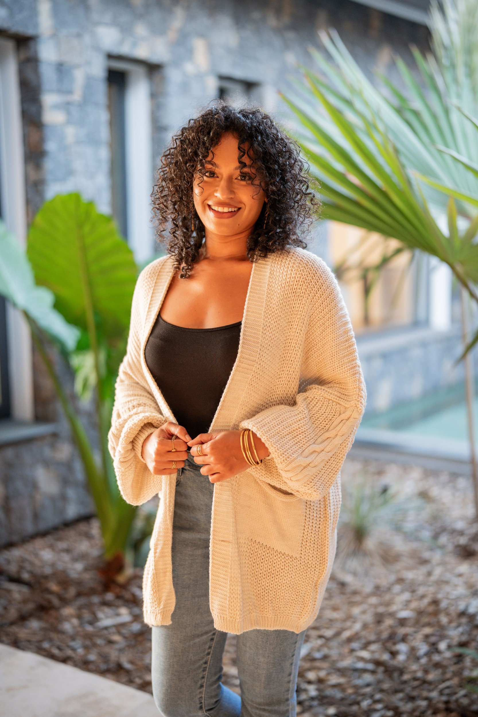 Gilet pull court, Moutarde, Taille unique