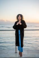 Gilet pull long, Kaki, Taille unique