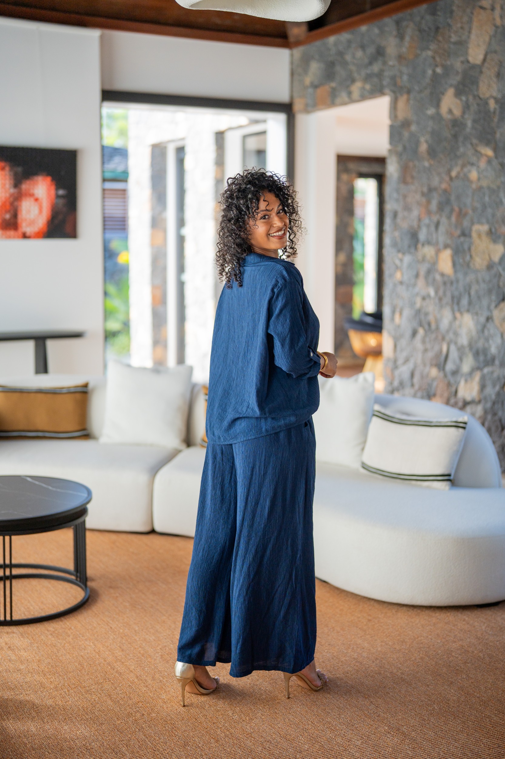 Pantalon crepon, &Eacute;cru, Taille unique
