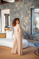 Chemise crepon, Camel, Taille unique