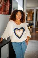 Pull à motif coeur , Kaki, Taille unique