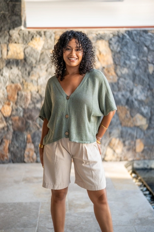 Gilet en maille avec boutons , Kaki, Taille unique