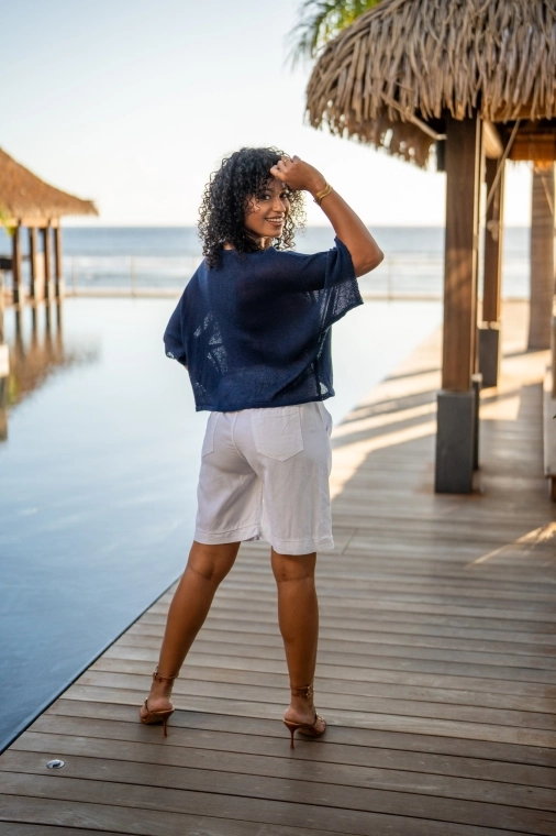 Bermuda avec ceinture en corde, Kaki, Taille unique