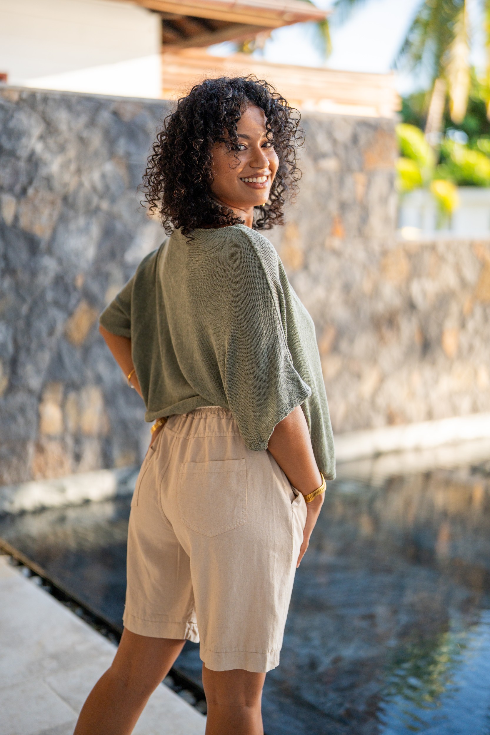 Gilet en maille avec boutons , Kaki, Taille unique
