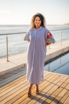 Robe chemise brodée fleuries, Jaune, Taille unique