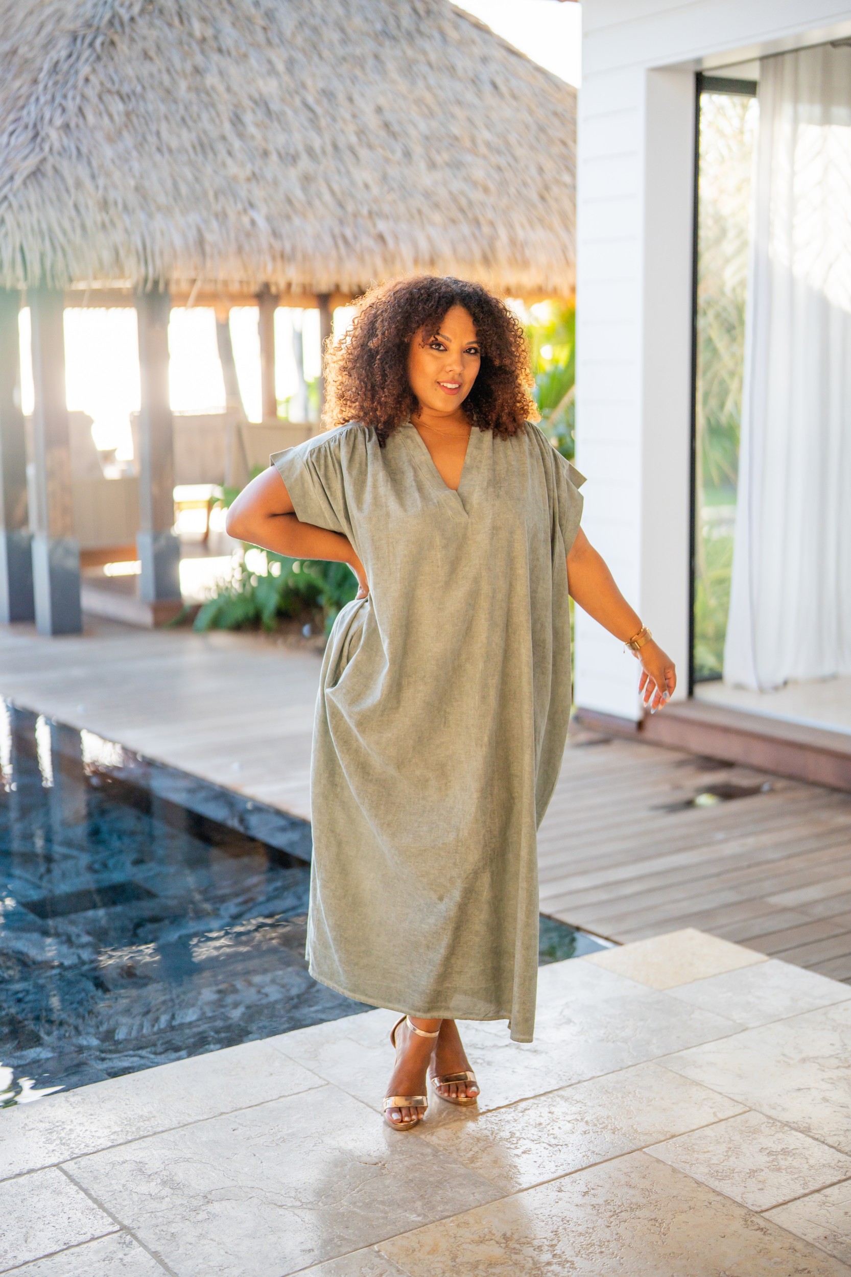 Robe en lin , Jaune, Taille unique