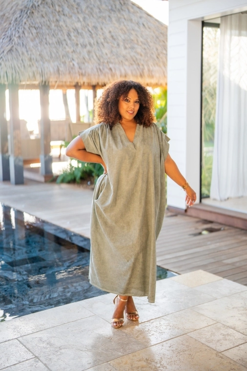 Robe en lin , Jaune, Taille unique