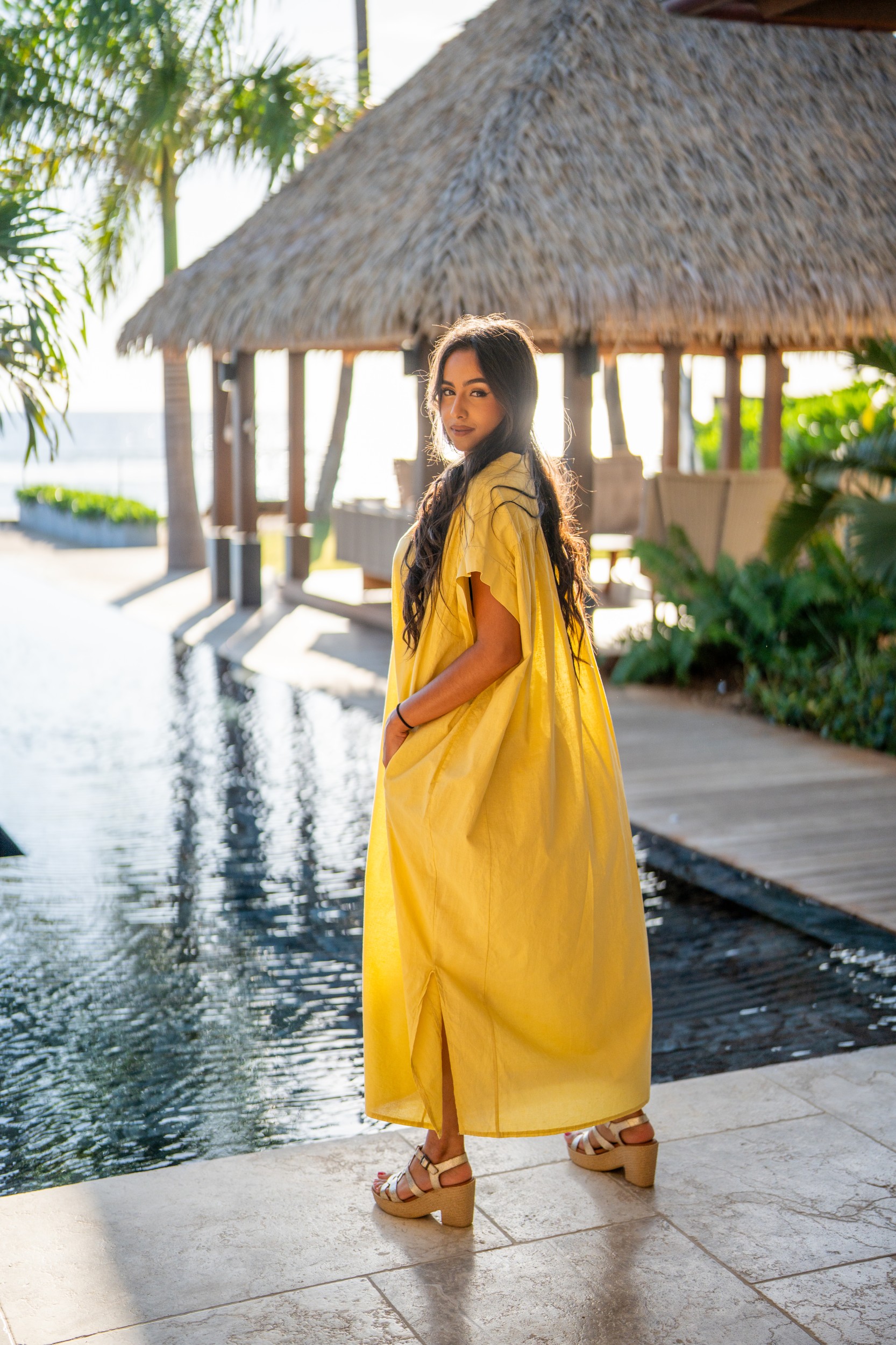 Robe en lin , Jaune, Taille unique