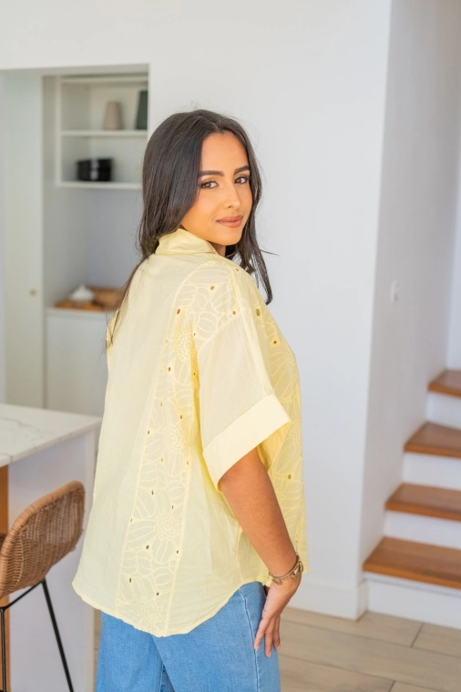 Chemisier brodé , Blanc, Taille unique