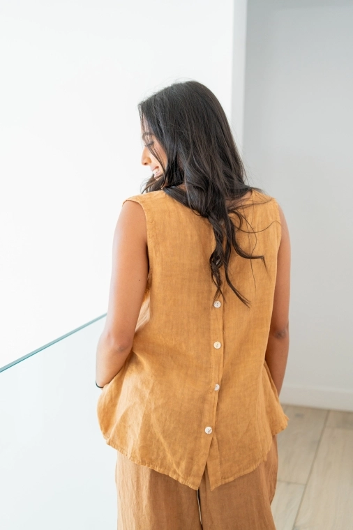 Débardeur en lin , Jaune, Taille unique