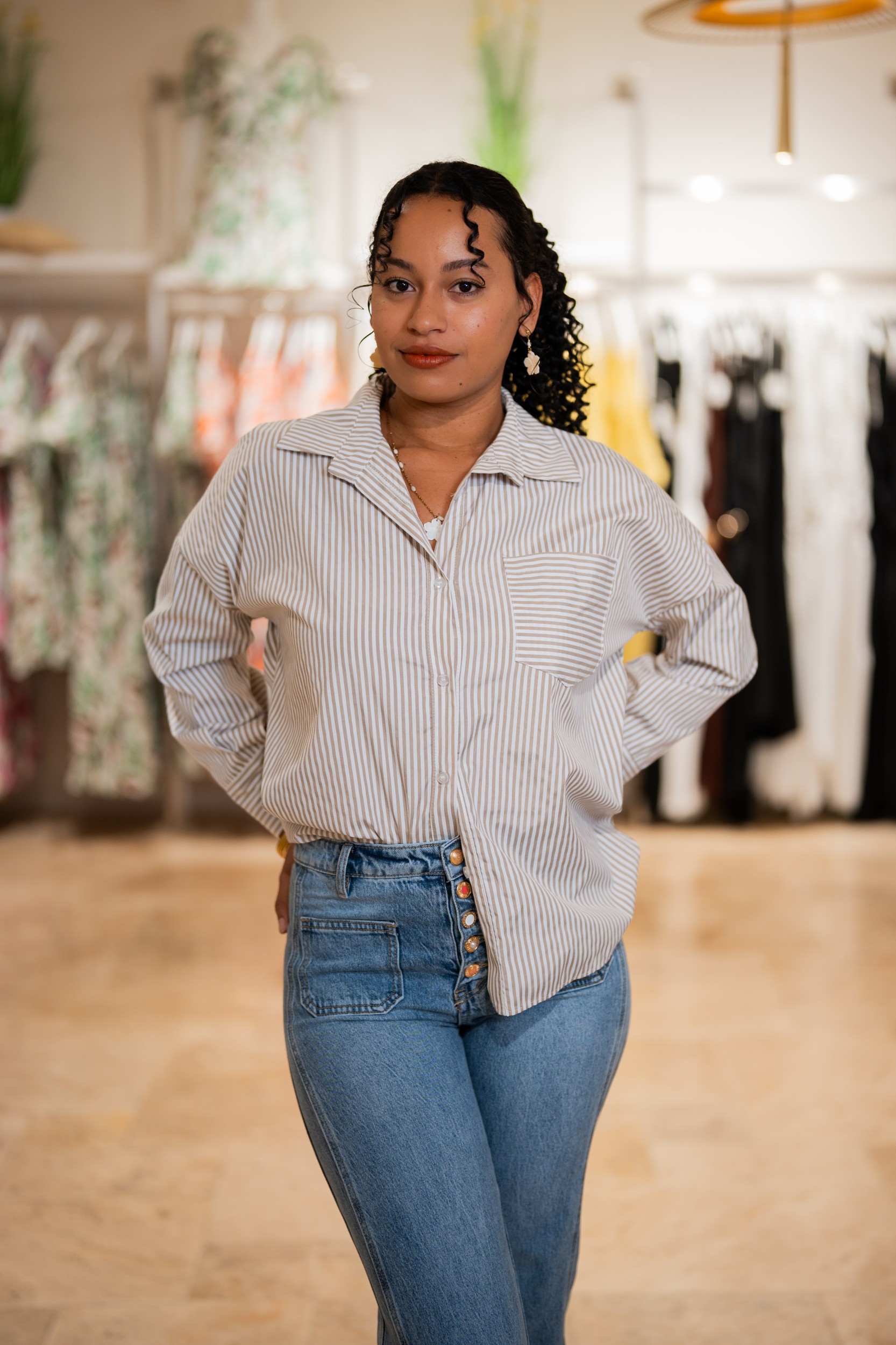 Chemise &agrave; rayures, Bleu, Taille unique