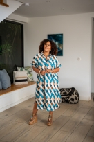Robe mi longue imprimée, Bleu, T1 (38/40)