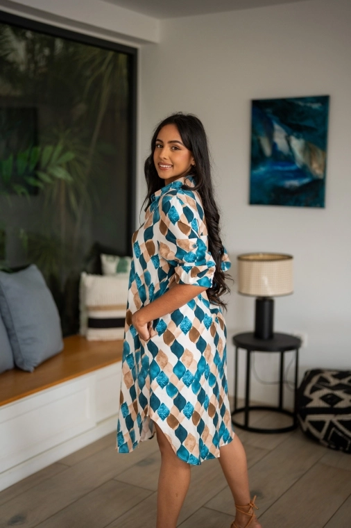 Robe chemise imprimée, Bleu, T1 (38/40)