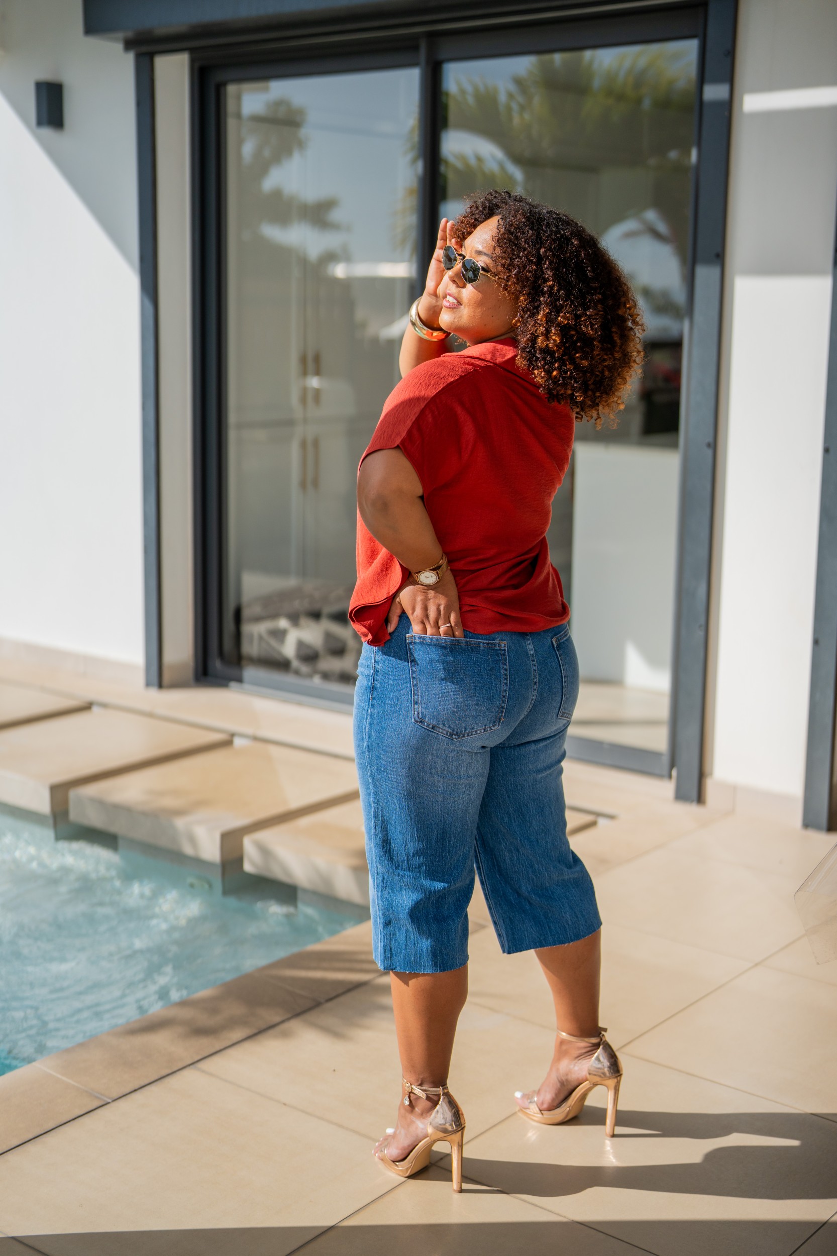 Bermuda jeans, Bleu jeans, 34